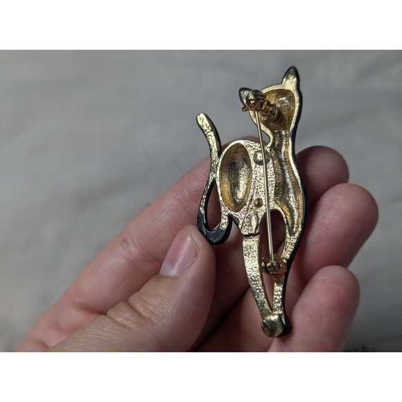 Lot Of 4 Vintage Pins Black Cat Fly Bee Leaf Cabochon Norway Sterling - Picture 16 of 16